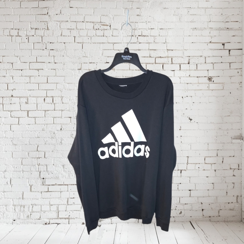 (NWOT)Adidas XXL Black Crewneck with Big White  Logo.